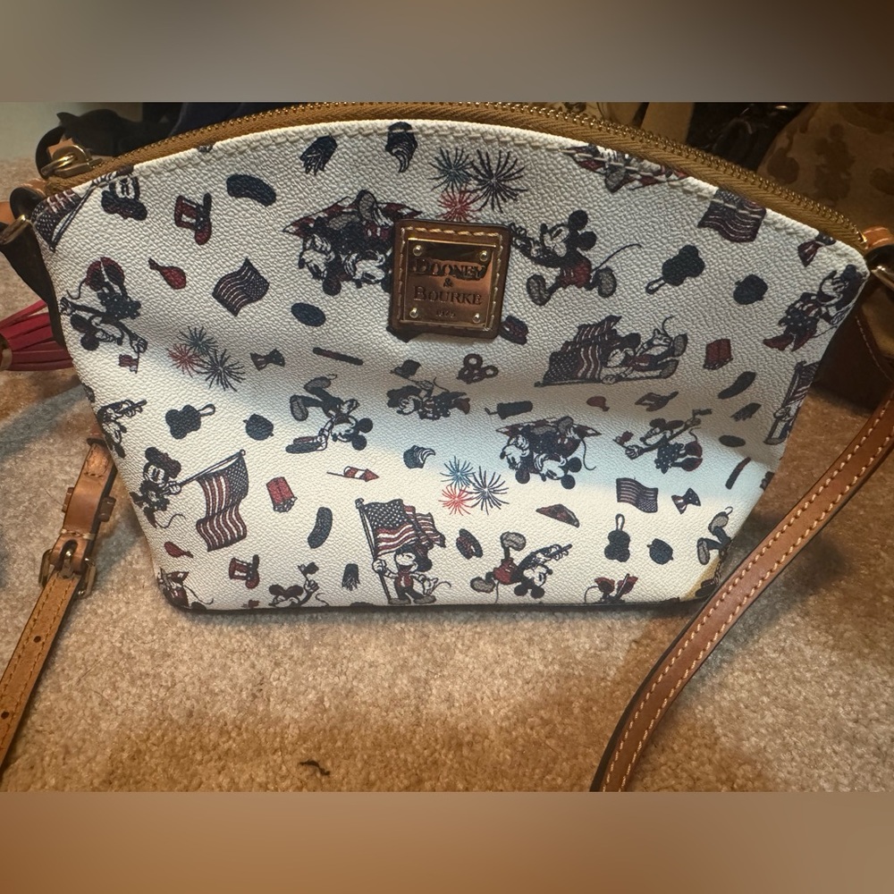 Dooney & Bourke White Red and Blue Patriotic Mickey Cosmetic Bag